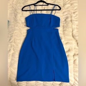 Blue cut-out mini homecoming/date party dress